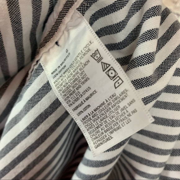 Nautical Gray Striped Button Front Long Sleeve Shirt - Picture 9 of 9